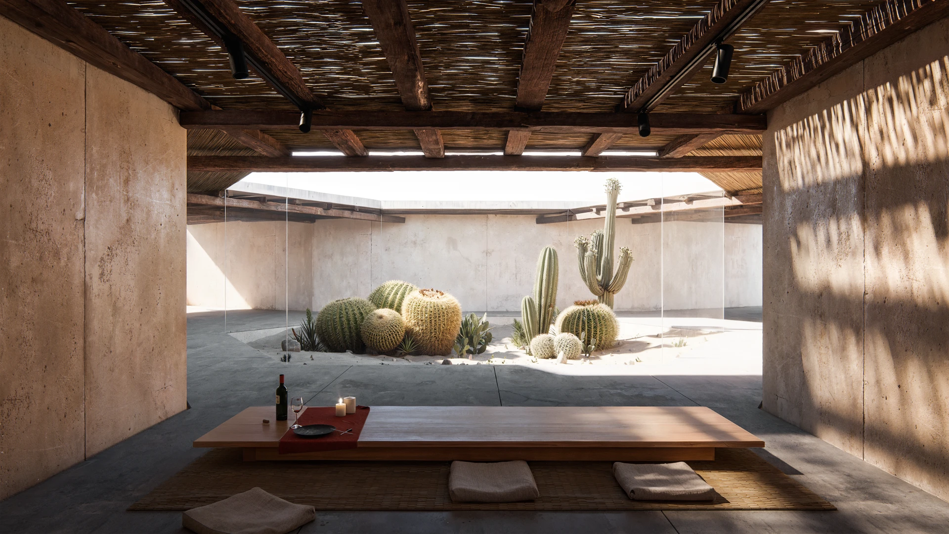 3D Render. Casa en medio del desierto.